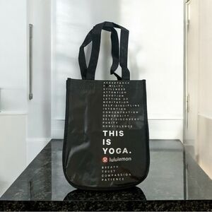 Lululemon Black White Small Shopper Tote Reusable Shoulder Bag Excellent